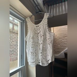 BLVD gorgeous boho white lace layering blouse.